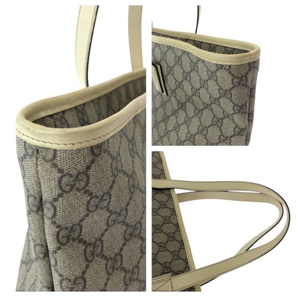 GUCCI GG Plus Beige Ivory Silver Hardware Tote Bag Shoulder - Picture 6 of 10